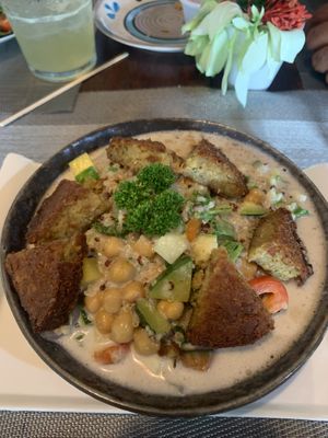 falafel chickpea coconut bowl  at Ballena Bistro in Uvita