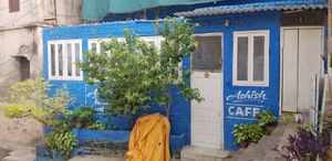 Outside at Ashish Cafe in Varanasi
