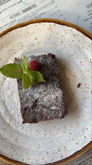 Vegan brownie was okay but not wow at Nicolau in Porto