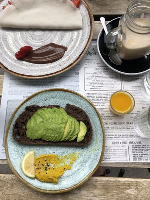 Nicolau toast, Tapioca w/nutella, Wake up shot at Nicolau in Porto