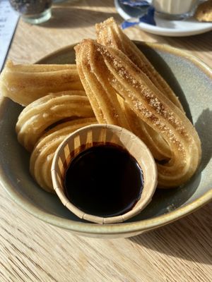 Churro’s with chocolate sauce  at BomBaai Strandbar in Westkapelle