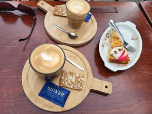 Vegan milk alternatives and vegan home made pies at Bloom Coffeebar in Vlissingen