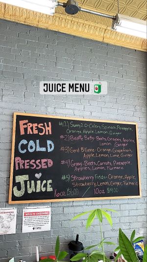 Juice menu  at CJ's Juicery in Alton
