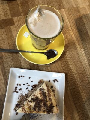 Squash cake and chai latte at Cafe Gaya in Aarhus