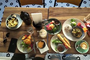 The feast we ordered out of greedy excitement to try our new local's offerings 😏 at Little Digs in Fortitude Valley