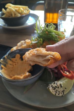 Shroom (oyster) scallop! at Little Digs in Fortitude Valley