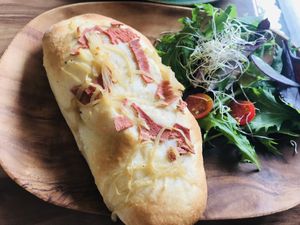 Cheese and ham roll  at Little Digs in Fortitude Valley