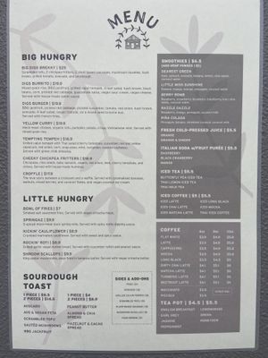Menu 7am-3pm Monday to Sunday  at Little Digs in Fortitude Valley