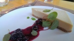 Vegan Cashew Cheesecake with Blueberry Compote at Tilth in Seattle