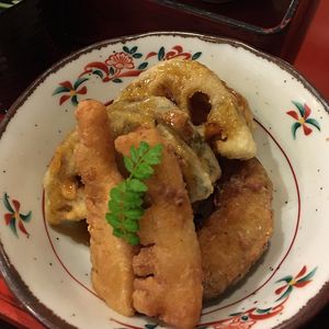 Fries soy meat that comes with set meal at Shizenshoku Sunroom in Tokyo