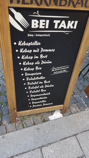 Menu at Bei Taki in Munich