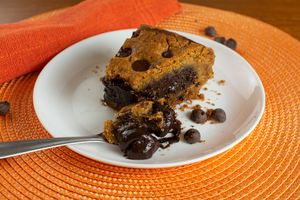 Cookie pie filed with creamy chocolate ganache at Formiga Vegana in Rio De Janeiro