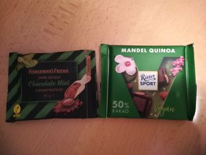 Vegan sweets of popular brands at Müller in Budapest