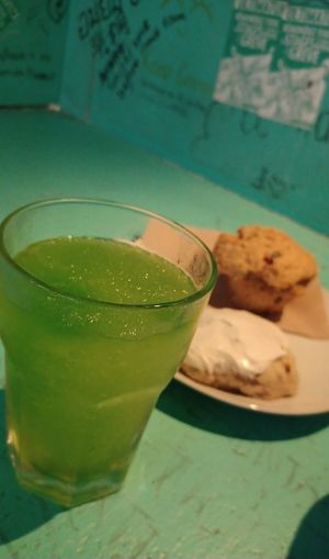 Slush à la lime, muffun et galette vegan  at La Graine Brulée in Montreal