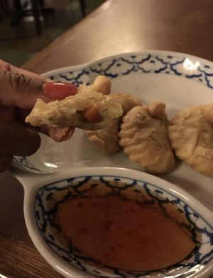 Inside curry puffs   at Baan Thai Restaurant in Leavenworth