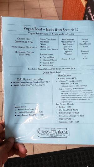 Menu (October 2021). at Curiosi-Tea House in Winona