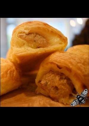 Vegan sausage rolls, two flavours each day and we're always adding new tastes to the range. at Bumbles' Rest Cafe in Ambleside