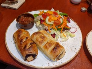 Vegan sausage rolls at Bumbles' Rest Cafe in Ambleside