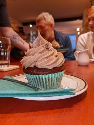 Vegan mocha cupcake at Bumbles' Rest Cafe in Ambleside