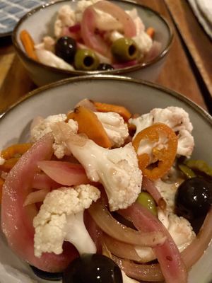 Cauliflower homemade italien pickles at El Corazon in Santa Teresa