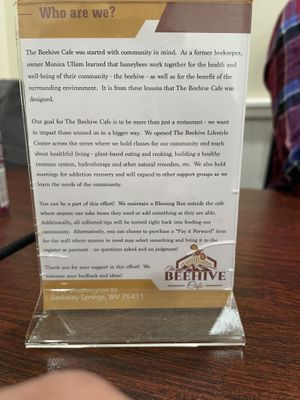   at The Beehive Cafe in Berkeley Springs