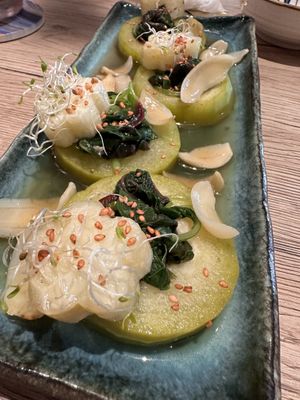 The red spinach was so so good!  at WakaMama in Central Singapore