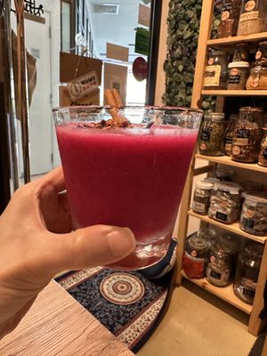 This is a very refreshing drink with red dragon fruit ginger ale  at WakaMama in Central Singapore