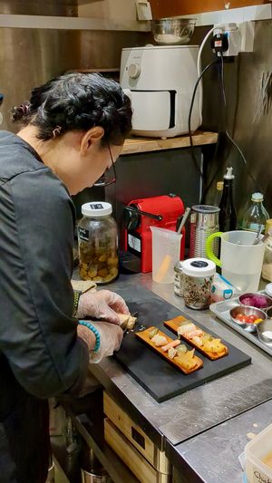 Chef Joyce Preparing Vegan Amuse Bouche at WakaMama in Central Singapore