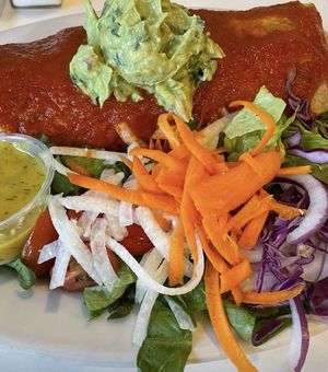 fiesta burrito made vegan  at The Natural Cafe in Goleta