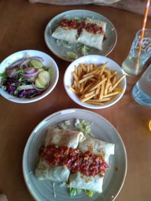 Chimichanga and chips n salad at Bistro Kaktus in Velika Gorica