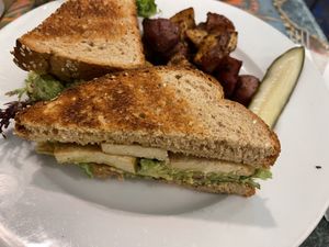 Avocado pesto sandwich with tofu   at Surrey's Cafe and Juice Bar in New Orleans