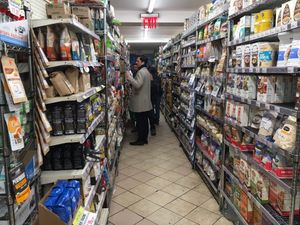 This gives you a sense of the crowded, packed aisles. at LifeThyme Market in New York City