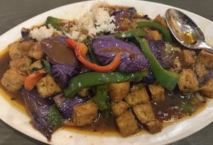 Eggplant + tofu #Veganuary at Sumittra in Charles Town