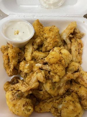 Lemon pepper cauliflower with vegan ranch.  at Hungry Vegan in Savannah