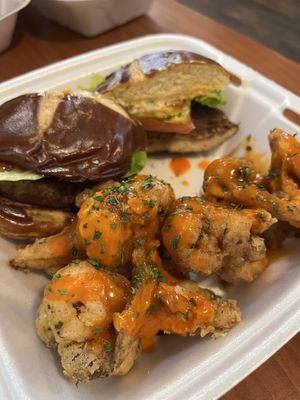 Fried cauliflower with buffalo sauce   at Hungry Vegan in Savannah
