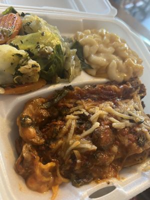Lasagna, Mac and cheese with cabbage   at Hungry Vegan in Savannah