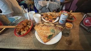 Vegan and vegan margarita slices, coliflower wings, pizza dough knots  at Civerinos Slice - OG in Edinburgh