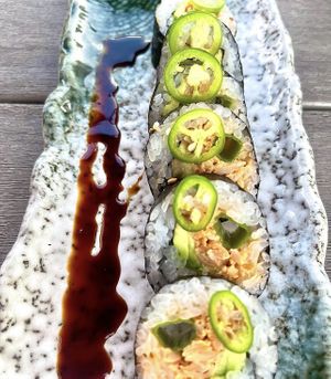 good catch spicy “tuna” (not on menu anymore)  at Lucky Robot in Austin