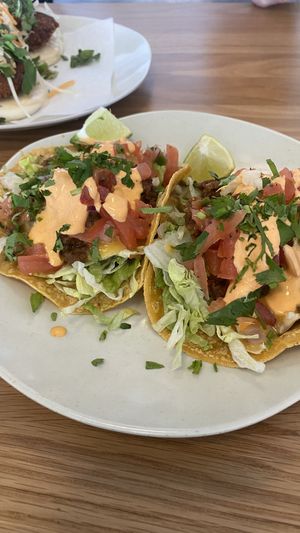 Tejano tacos  at Más Veggies Taqueria - LA Farmers Market in Los Angeles