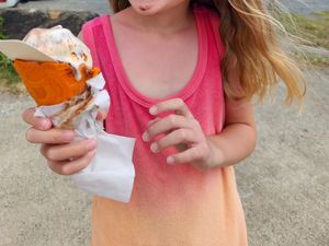 soft-serve waffle cone at Irie Pops in St John