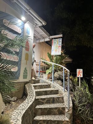 Outside  at Irie Pops in St John