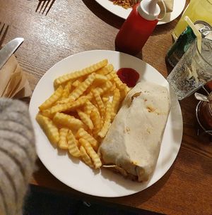 Burrito meal with fries. Remember to ask the cheese out! Or replace it with vegan cheese! at Taco Amigo - 타코 아미고 in Seoul