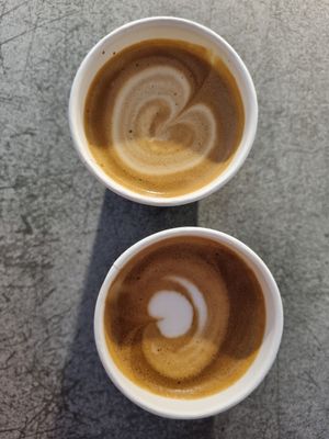 Almond and oat flat white at Lot Sixty One Coffee in Valletta
