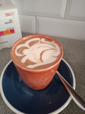 Hot chocolate with soy milk at Lot Sixty One Coffee in Valletta