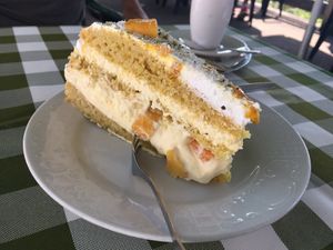Coconut mango cake at Café Waltenbergstüberl in Seeon