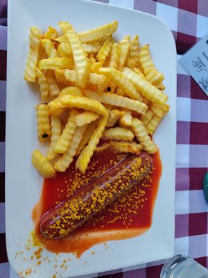 Vegan currywurst at Café Waltenbergstüberl in Seeon