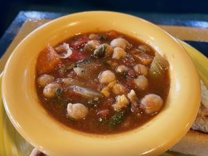 Moroccan vegan soup  at Barefoot Buddha in St Thomas