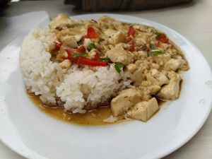 Arroz con tofu. at Bar Belen in Barcelona