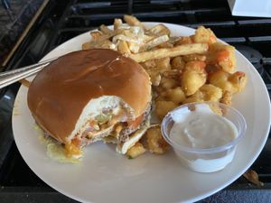 OG burger, Cauliflower, and Animal Style Fries at Stand-Up Burgers - Wells in Chicago