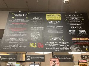 The menu at Stand-Up Burgers - Wells in Chicago